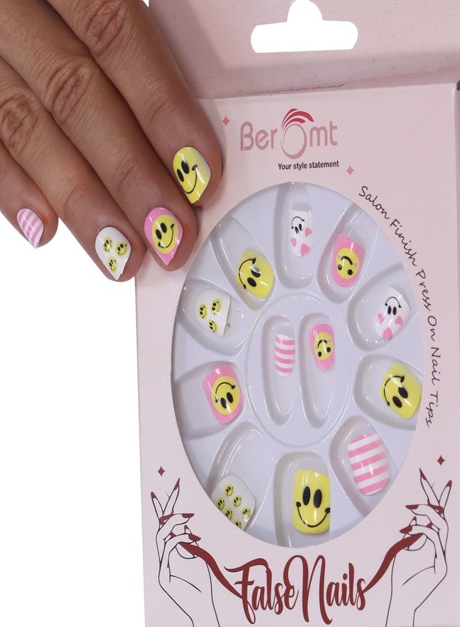 Beromt Press On Nails Beautiful Printed Multicolor Nails For Children With Printed Design - BFN39KN - Image 1