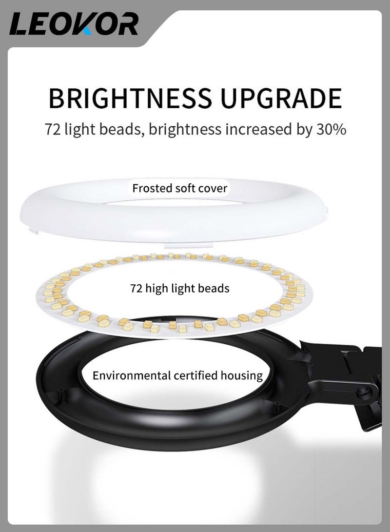 ليوكور مجموعة إضاءة بملء حلقة LED مقاس 6 بوصات، مشبك قوي ودعامة فيديو لسطح المكتب، مناسبة لمؤتمرات الفيديو بالكمبيوتر والبث المباشر - Image 4