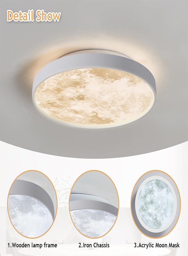 RATSAW Dimmable LED Flush Mount Moon Ceiling Light with Remote Control 3 Color Changing Daylight White Ceiling Lamp for Living Room Bedroom Study Room - Image 4