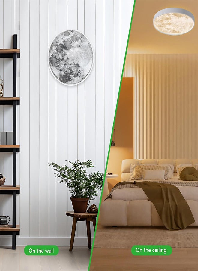 RATSAW Dimmable LED Flush Mount Moon Ceiling Light with Remote Control 3 Color Changing Daylight White Ceiling Lamp for Living Room Bedroom Study Room - Image 5