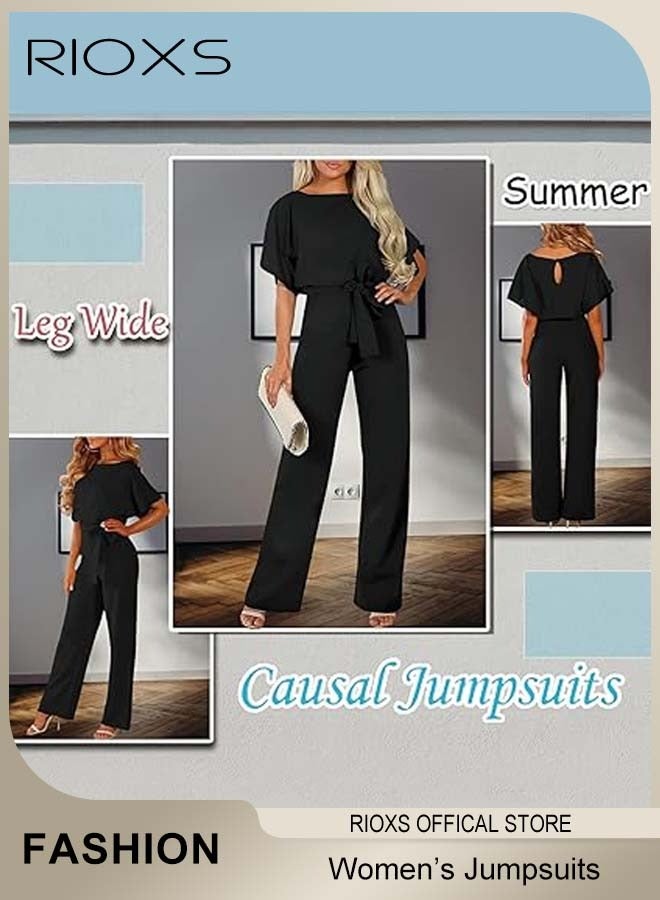 ملابس نسائية غير رسمية، 3/4 من أعلى الأكمام الطويلة والرجلين المستقيمين للملابس الطويلة، مجموعة رومبر مع حزام الخصر، بدلات من قطعة واحدة للحفل ويومى