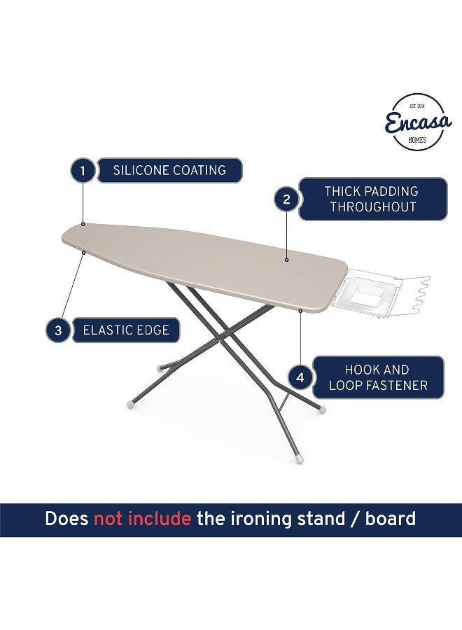 Encasa XO Encasa XO Ironing Board Cover and Pad  Thick 4mm Felt Elasticated Fit Heat  ScorchResistant Fits Wide Boards 49x18 Elastic Bungee Cord Tightening StainSafe Dye Grey  - Image 3