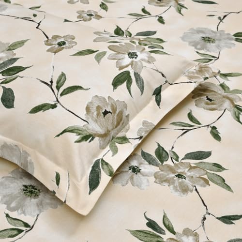 haus & kinder Bedsheet King Size 100% Pure Cotton Floral Bed Sheet with 2 Pillow Covers, 186 TC 108X108 Inches Bedding Set, Soft Breathable Cozy Flat Sheet, Greek Garden Romance - Image 3