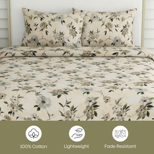 haus & kinder Bedsheet King Size 100% Pure Cotton Floral Bed Sheet with 2 Pillow Covers, 186 TC 108X108 Inches Bedding Set, Soft Breathable Cozy Flat Sheet, Greek Garden Romance - Image 5