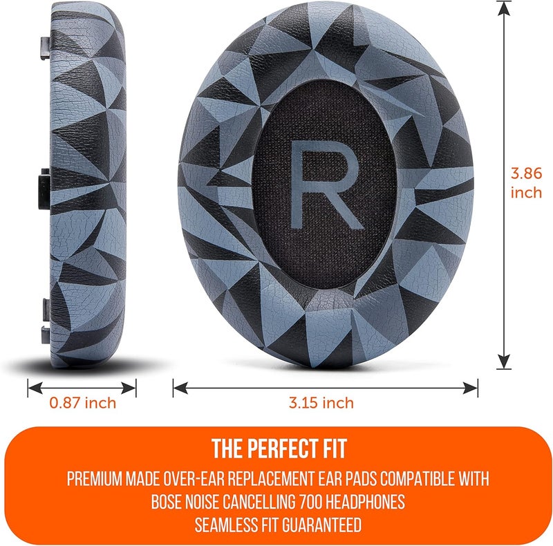 WC Wicked Cushions Upgraded Replacement Ear Pads for Bose 700 Noise Cancelling Headphones (NC700) - Softer PU Leather, Luxurious Memory Foam, Added Thickness, Extra Durable Ear Cushions | (Geo Grey) - Image 5