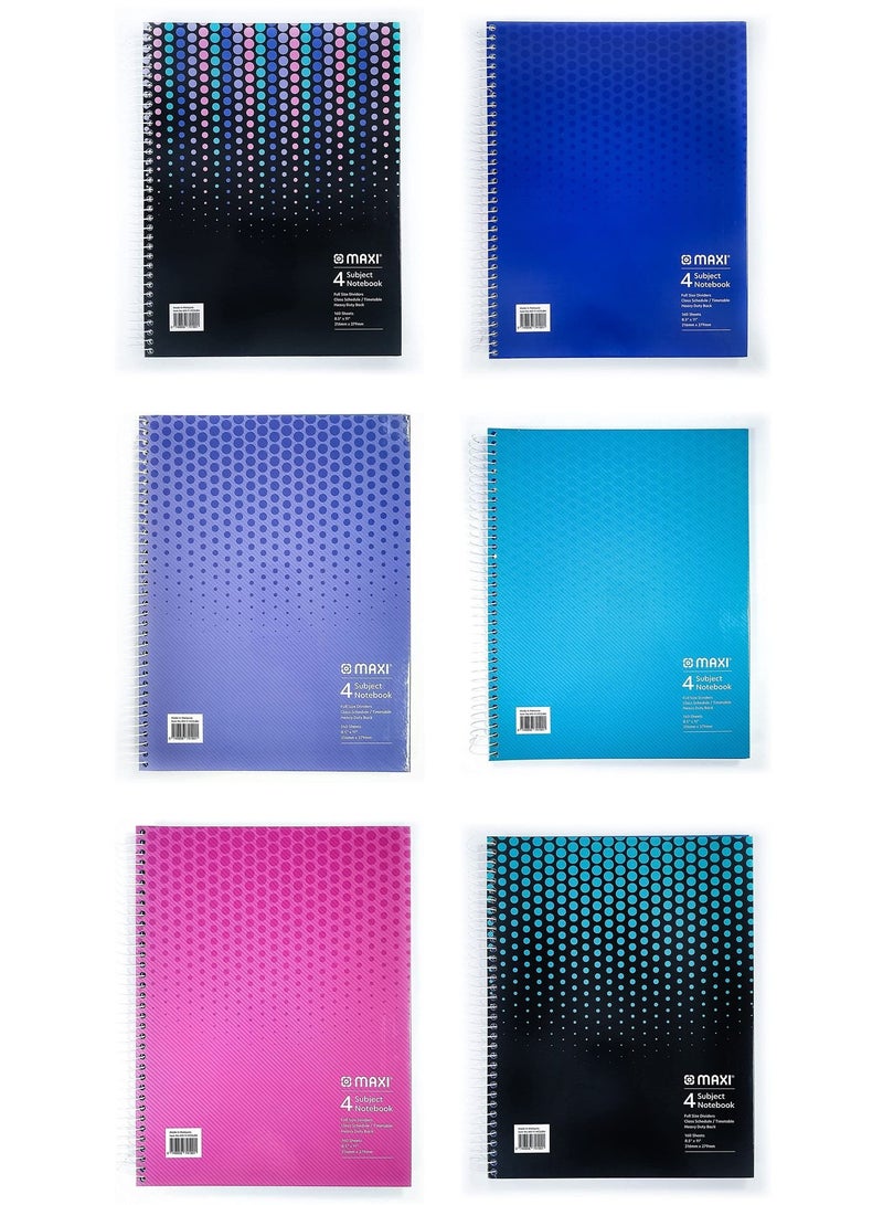 Maxi 6-Piece 4-Subject Notebook 160 Sheets Multicolour - Image 1
