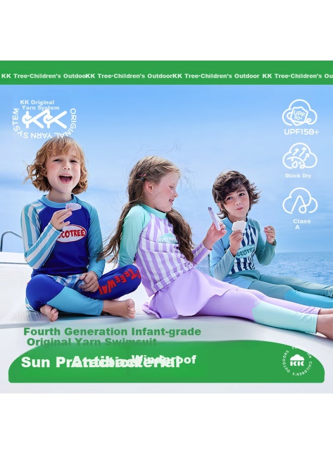 Kocotree Kk Tree Children's Swimwear Girls Split Swimsuit Class A Boys And Girls Swimming Long Sleeve Sunscreen Middle And Large Children's Swimwear - Image 1