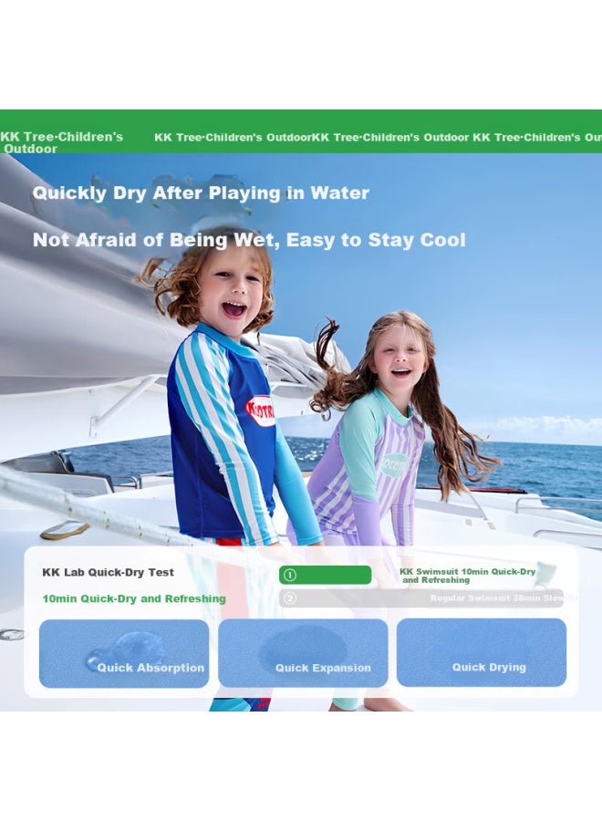 Kocotree Kk Tree Children's Swimwear Girls Split Swimsuit Class A Boys And Girls Swimming Long Sleeve Sunscreen Middle And Large Children's Swimwear - Image 3