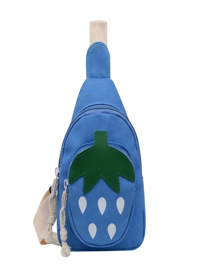 Hiflyer Sling Bag - Small Kawaii Backpack with Chest Strap, Blue Strawberry - Image 1