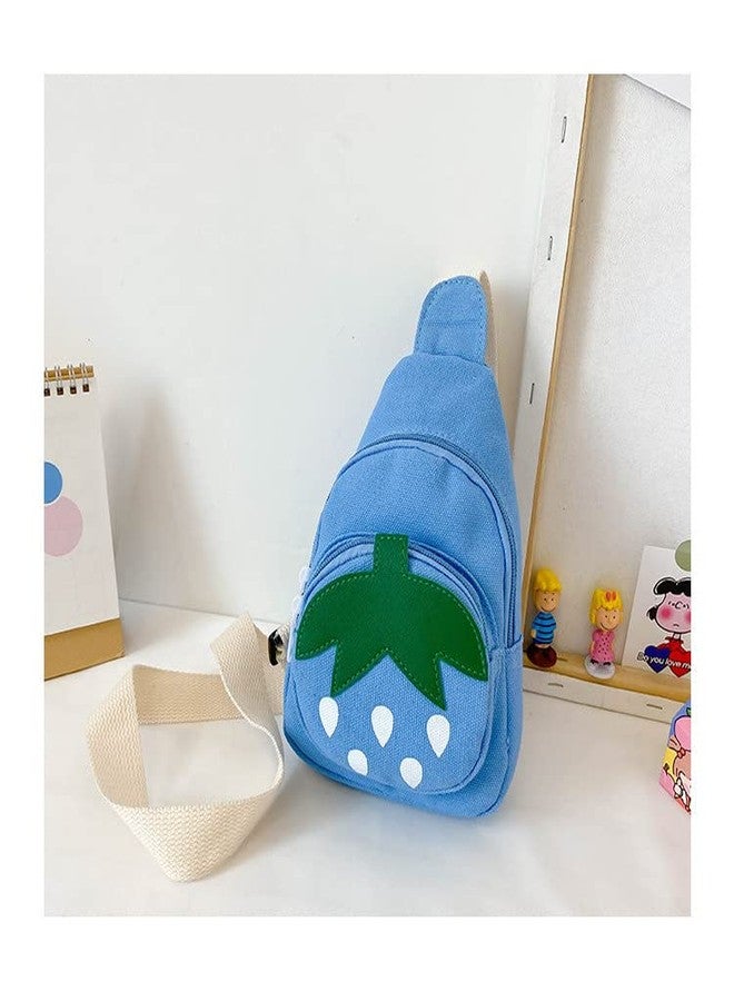 Hiflyer Sling Bag - Small Kawaii Backpack with Chest Strap, Blue Strawberry - Image 2
