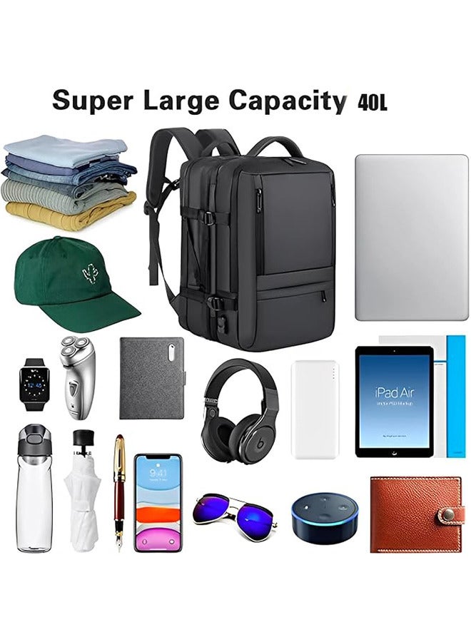 RATSAW Large Waterproof Travel Backpack Expandable 40L Carry On Backpack 17 Inch Laptop Backpack for Men and Women - Image 5