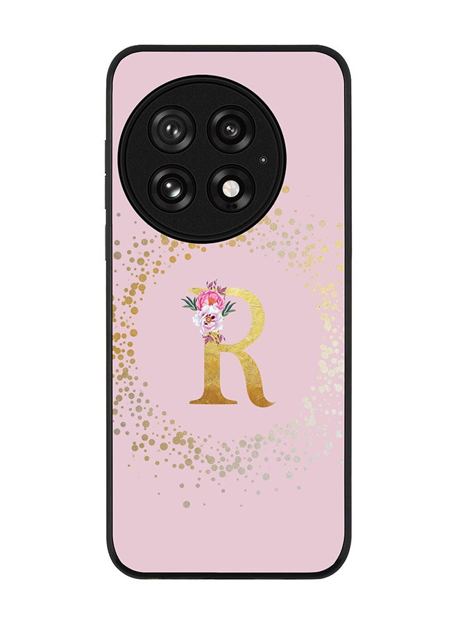 Stylizedd For OnePlus 13 5G Case,Slim fit Camera Protection, Shockproof Thin Phone cover  - Custom Monogram Floral - R  (Pink ) - Image 1