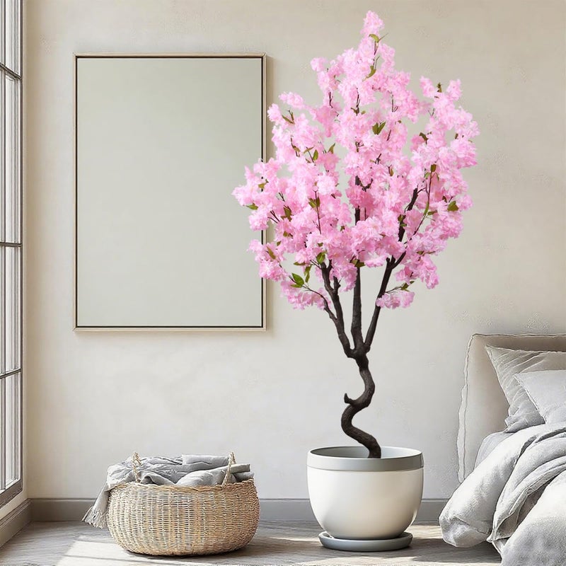 BINCUE Artificial Pink Cherry Blossom Tree Fake Tree Cherry Blossom Decor Fake Flowers Faux Flowering Tree Pink Flowers Floral for Indoor Outdoor Room Home Decor Spring Gift 6FT - Image 2