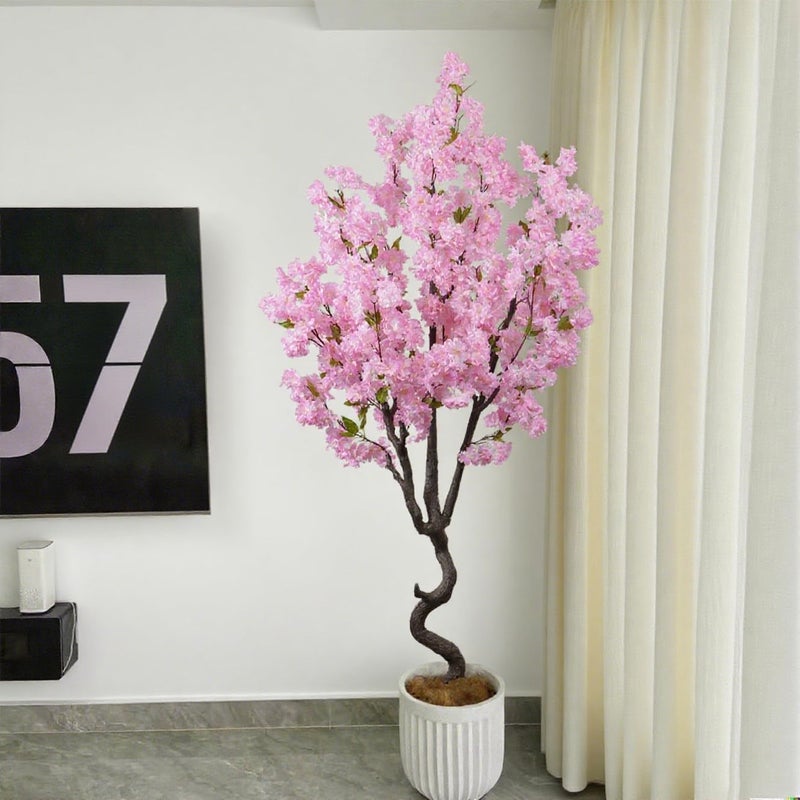 BINCUE Artificial Pink Cherry Blossom Tree Fake Tree Cherry Blossom Decor Fake Flowers Faux Flowering Tree Pink Flowers Floral for Indoor Outdoor Room Home Decor Spring Gift 6FT - Image 4