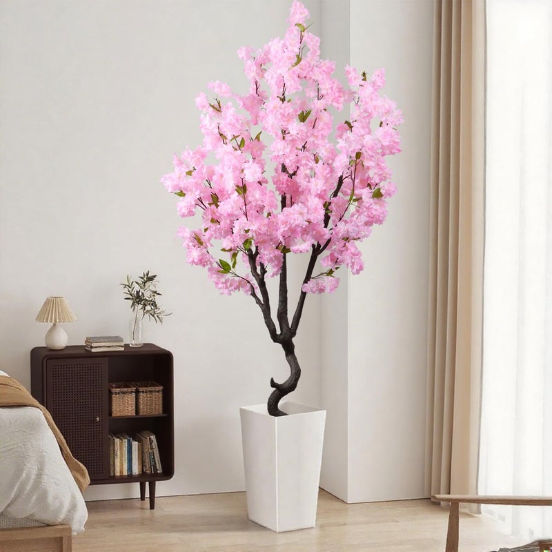 BINCUE Artificial Pink Cherry Blossom Tree Fake Tree Cherry Blossom Decor Fake Flowers Faux Flowering Tree Pink Flowers Floral for Indoor Outdoor Room Home Decor Spring Gift 6FT - Image 3