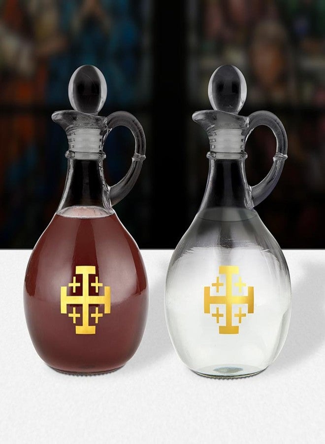 Needzo Jerusalem Cross Cruet Set, Oil and Vinegar Bottle Dispensers, Catholic Church Supplies, 6.5 Inches - Image 5