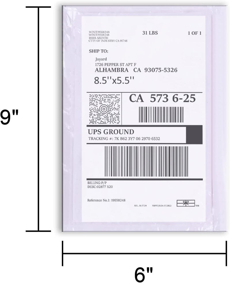 NefLaca 6" x 9" shipping label sleeves, 100Pcs Shipping Label Envelopes with Self-Adhesive Peel & Seal, Packing Slip Envelope Pouches for Invoices & Packaging - Image 2