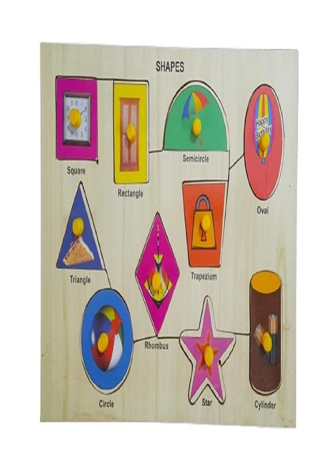 Albio Wooden Learning Educational Game Board Puzzle Toys for 2 Years Old Boys & Girls Geometric Shapes Board for Kids, Toddlers & Preschoolers - Image 1