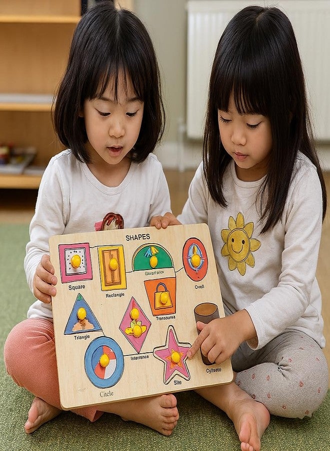 Albio Wooden Learning Educational Game Board Puzzle Toys for 2 Years Old Boys & Girls Geometric Shapes Board for Kids, Toddlers & Preschoolers - Image 3
