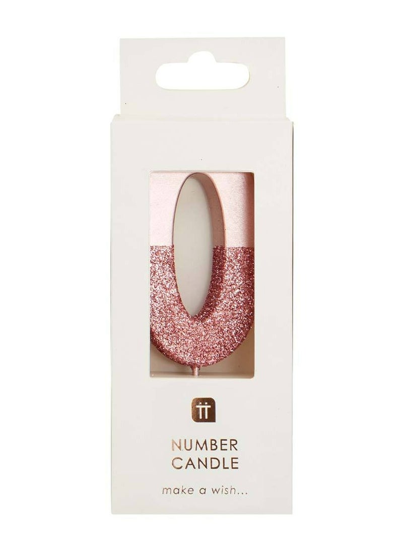 Talking Tables Rose Gold Glitter Number Candle - 0  - Image 2