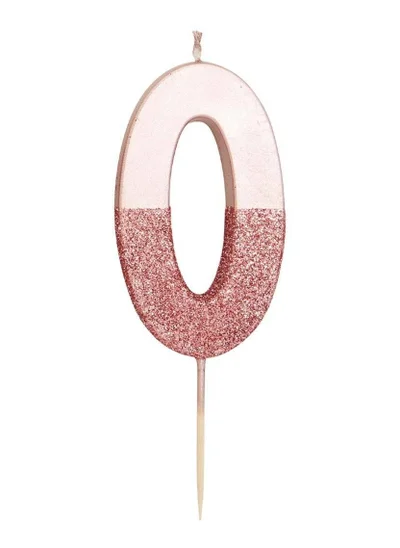 Talking Tables Rose Gold Glitter Number Candle - 0