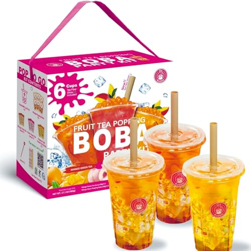O's Bubble Boba Tea Kit - Bubble Tea Kit - All in One Boba Kit for Boba Tea Lovers - Boba Party Kit for Boba Drinks - Boba Kit for Kids - 6 Servings Includes Cups, Straws, Stirrer (Mixed Fruits) - Image 1