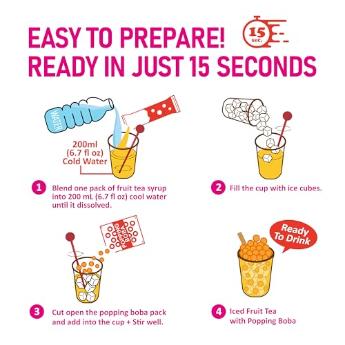 O's Bubble Boba Tea Kit - Bubble Tea Kit - All in One Boba Kit for Boba Tea Lovers - Boba Party Kit for Boba Drinks - Boba Kit for Kids - 6 Servings Includes Cups, Straws, Stirrer (Mixed Fruits) - Image 3