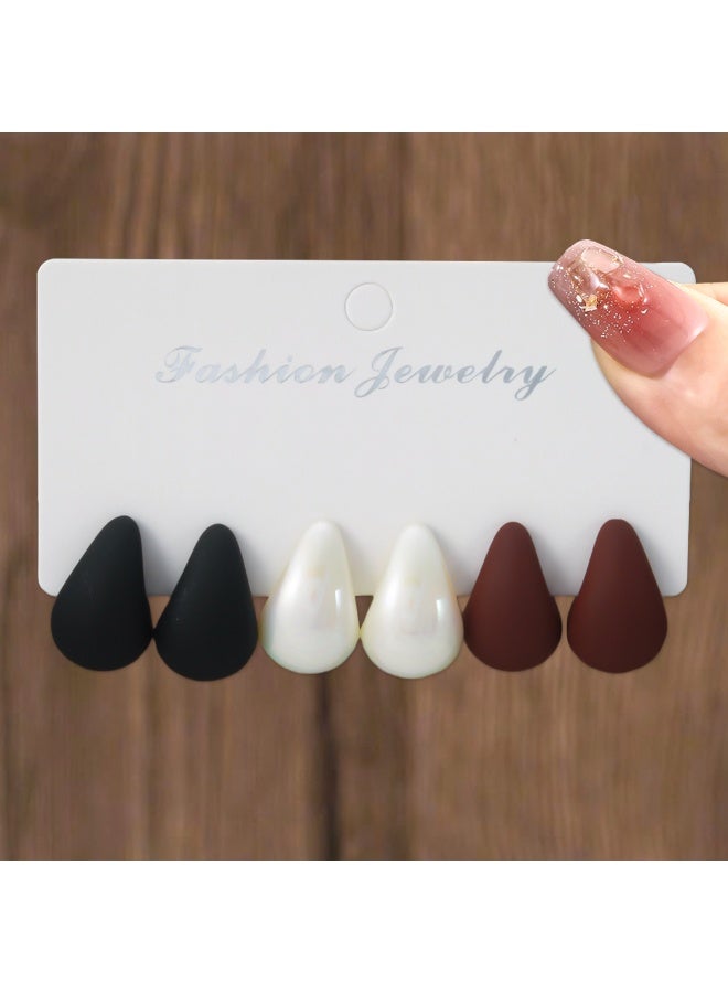 3 أزواج من مجموعات الأقراط متعددة الألوان للنساء مجموعات أقراط الأزياء للبنات هدايا