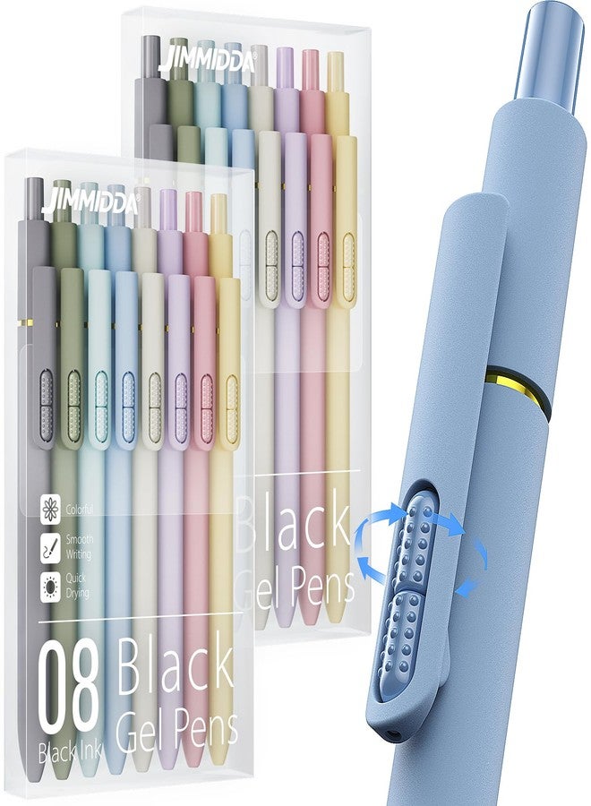 JIMMIDDA 16Pcs Black Gel Pens - 0.7mm Medium Point Black Ink Pens | Smooth Writing - Quick Drying Retractable Pen for Men Women (Morandi - 16Pcs) - Image 1