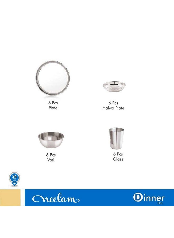 Neelam Neelam Stainless Steel 24 Gauge, Premium 24 Pieces Dinner Set, Ideal Gifting Dinner Set for Special Occasions Like Anniversary, Wedding, Housewarming Party, Service for 6 People, Dishwasher Safe - Image 3