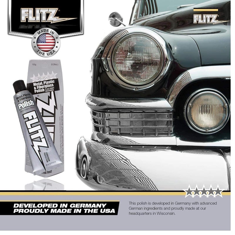 Flitz Multi-Purpose Metal Polish Paste - 5.29oz Tube of USA-Made Chrome Polish - Works on Stainless Steel, Aluminum, Plastic, Jewelry and Cars - Non-Abrasive Cleaner & Rust Remover (3 Pack) - Image 5