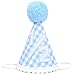 Agkvw 12 Birthday Crown for Boys Light Blue Half Birthday Party Hat Blue Gingham Style Decoration - Image 3