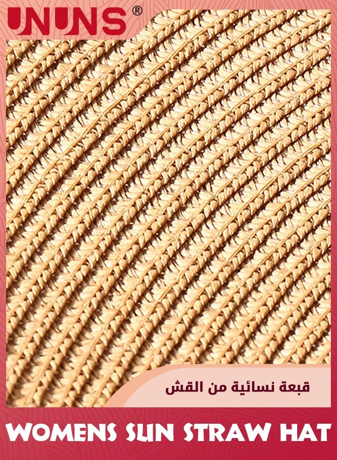 UNUNS Women's Sun Hats,Fashion Large Wide Brim UPF 50 Summer Hat,Sun Straw Hat For Girls Lady,Foldable Roll Up Floppy Beach Cap,Full Sun Protection Sun Hat For Spring Summer Autumn,Khaki - Image 4