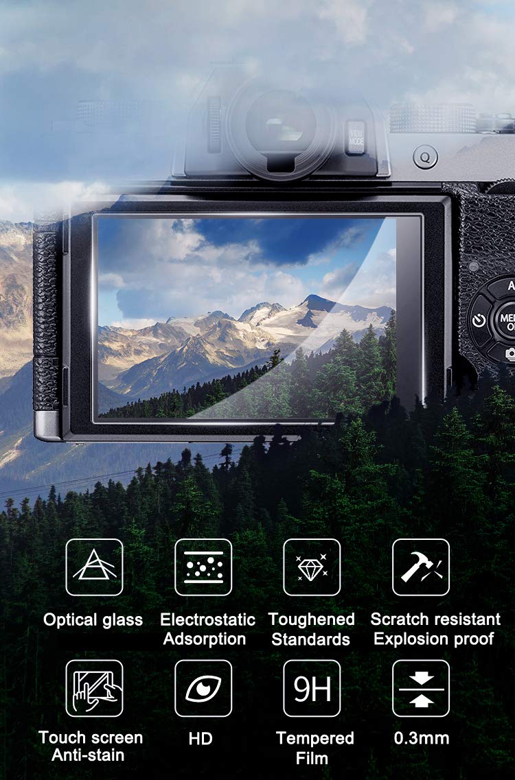 YRTIYO XH1 Screen Protector Compatible for Fujifilm X-H1 Top & LCD Screen [2+2Pack], WH1916 Tempered Glass Anti-Bubble Anti-Dust Anti-Scrach - Image 5