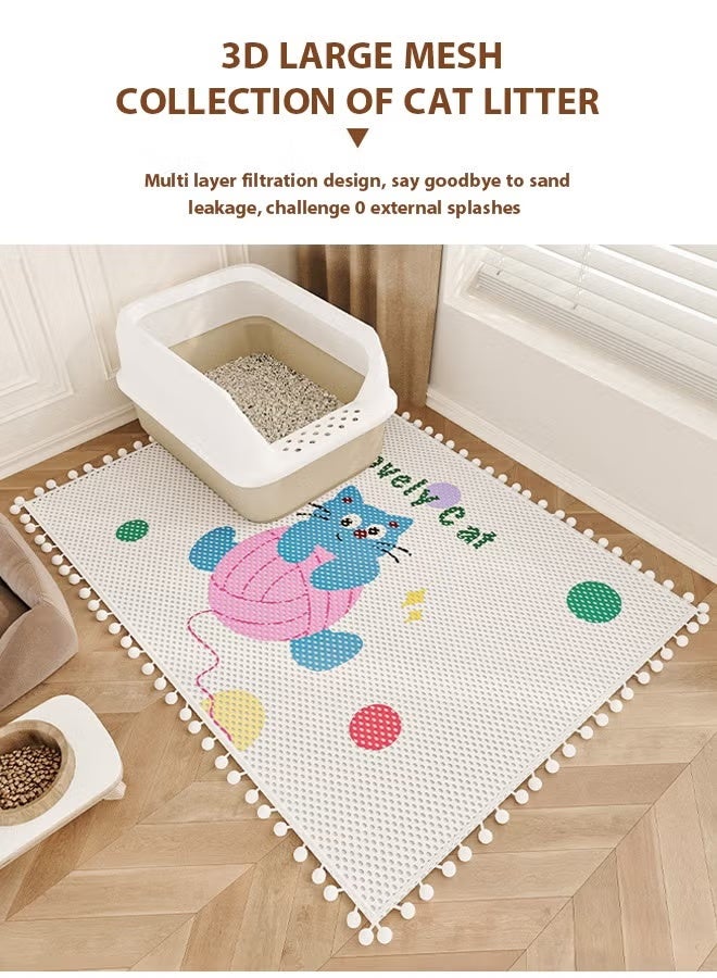 Cat Litter Mat Litter Trapping Mat,Large Litter Box Mat, Dual-Layer Cat Litter Mat, Non Slip Waterproof Urine Proof Cat Litter Box Mat for Floor,Paw-Friendly Rub Foot Pad, Thickened Cat Litter Mat for Scatter Control, Keep the Floor Clean,Cat Supplies,50*80CM - Image 2