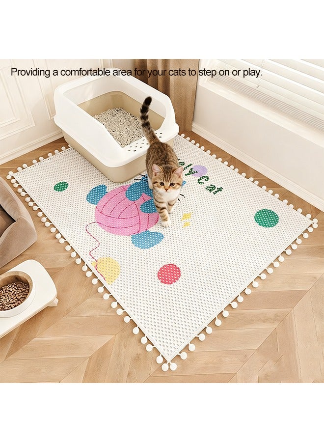 Cat Litter Mat Litter Trapping Mat,Large Litter Box Mat, Dual-Layer Cat Litter Mat, Non Slip Waterproof Urine Proof Cat Litter Box Mat for Floor,Paw-Friendly Rub Foot Pad, Thickened Cat Litter Mat for Scatter Control, Keep the Floor Clean,Cat Supplies,50*80CM - Image 3