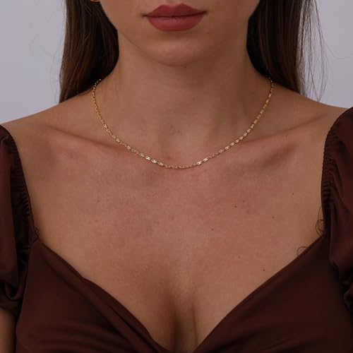 BERISO 14K Gold Plated Choker Necklace for Women Lip Chain Necklace - Image 4