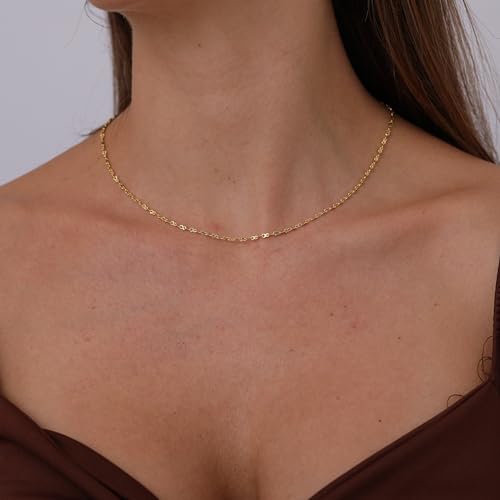 BERISO 14K Gold Plated Choker Necklace for Women Lip Chain Necklace - Image 3