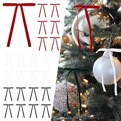 SIMISI RIBBON 24 Pcs Christmas Set Velvet Christmas Tree Bows Door Garland Decor Vintage Wreath Bow (3/8'' Wide, 5 * 7 inch) - Image 1