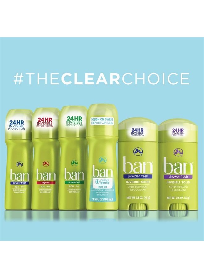 Ban Original Unscented 24-hour Invisible Antiperspirant, Solid Deodorant for Women and Men, Underarm Wetness Protection, with Odor-fighting Ingredients, 2.6 oz (Pack of 6) - Image 2