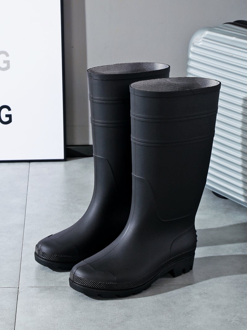 Fashion Mens Rain Shoes Thickened Water Shoes Mens Waterproof Non-slip High-top High Barrel Export Frosted Matte Rain Boots Black 