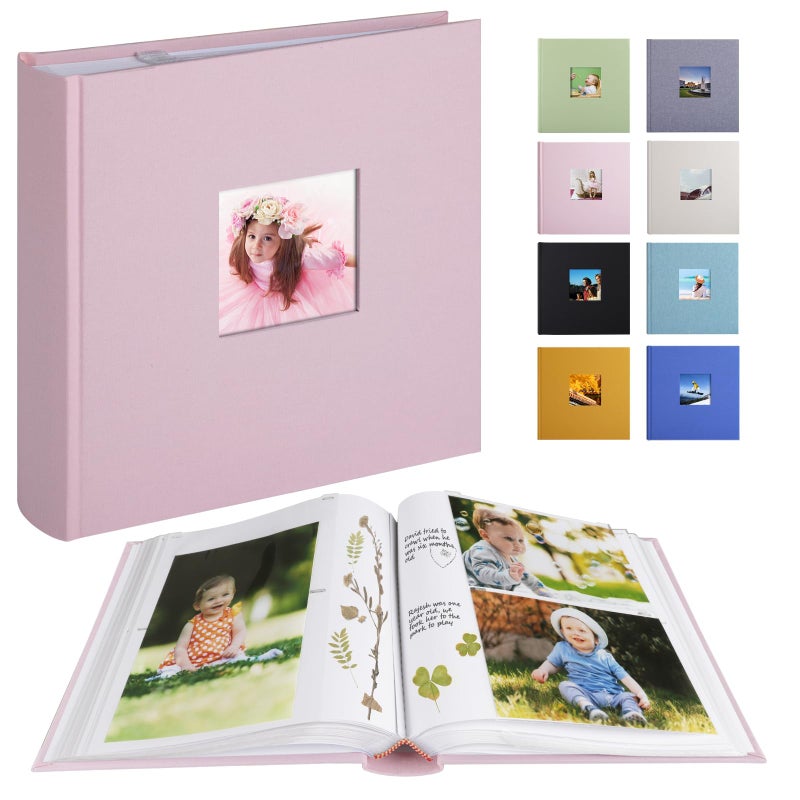 1DOT2 Photo Album with Writing Space 50 Pages 4x6 Photos Hold 200 or 5x7 Pictures Hold 100  Linen Cover Small Photo Book Albums with Memo for Anniversary Wedding Baby (Pink) - Image 3