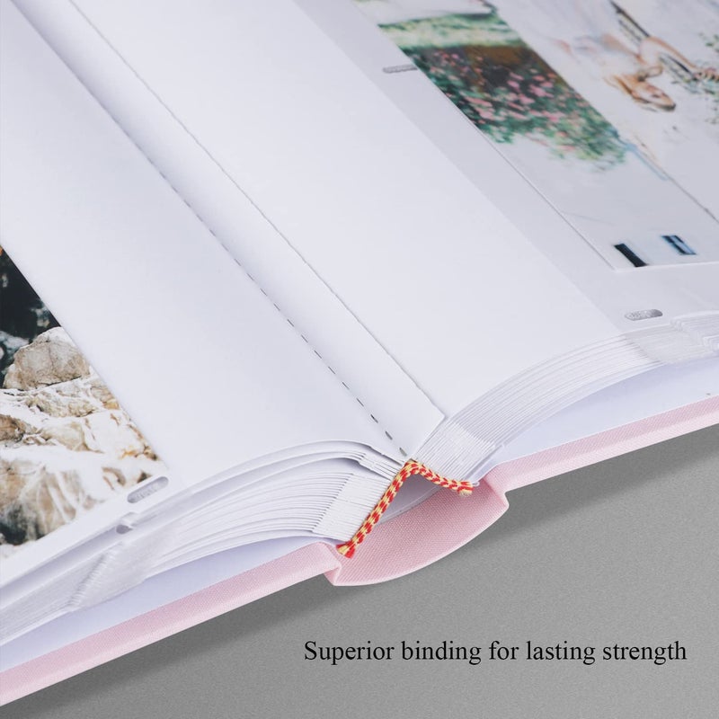 1DOT2 Photo Album with Writing Space 50 Pages 4x6 Photos Hold 200 or 5x7 Pictures Hold 100  Linen Cover Small Photo Book Albums with Memo for Anniversary Wedding Baby (Pink) - Image 4