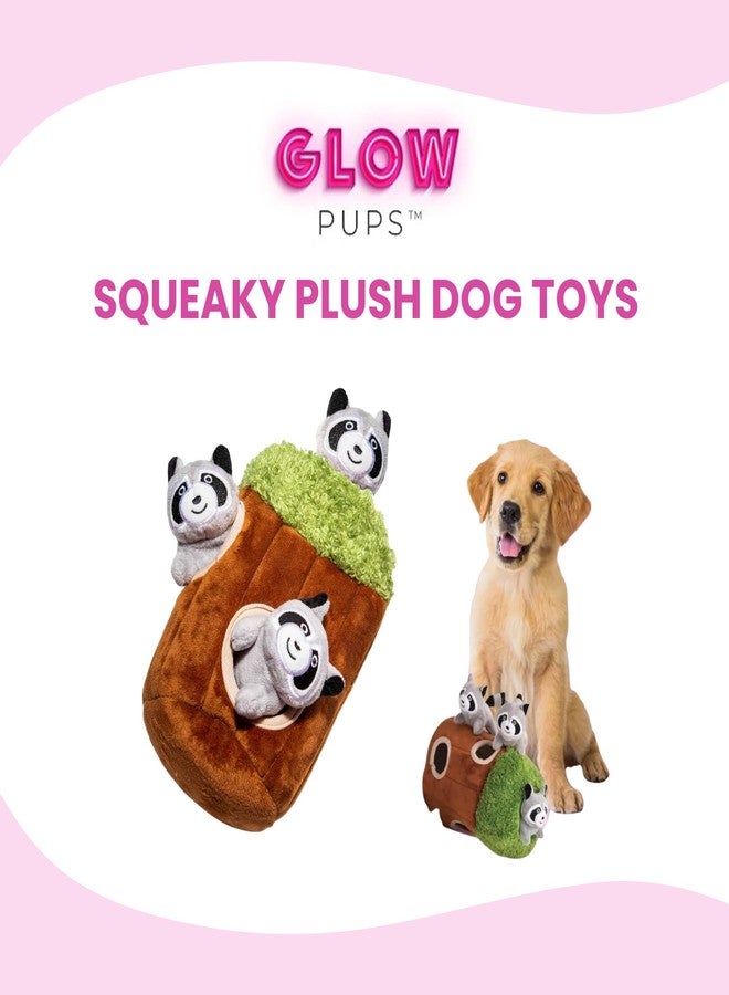 Glow Pups لعبة الاختباء والبحث من جلو بابز للكلاب، راكون قطيفة على شجرة، مرح تفاعلي مع صوت صرير، يعزز التحفيز الذهني، يبقي الكلب مستمتعًا، سهل التنظيف، لعبة قطيفة صغيرة على شكل حيوان غابة - راكون صغير على شجرة - Image 4