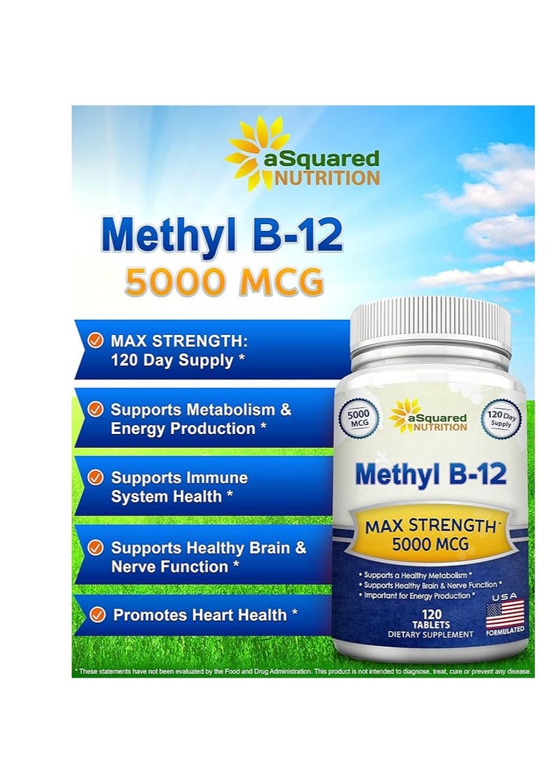 aSquared Nutrition Methyl B-12 5000mcg 120 Tablets - Image 2