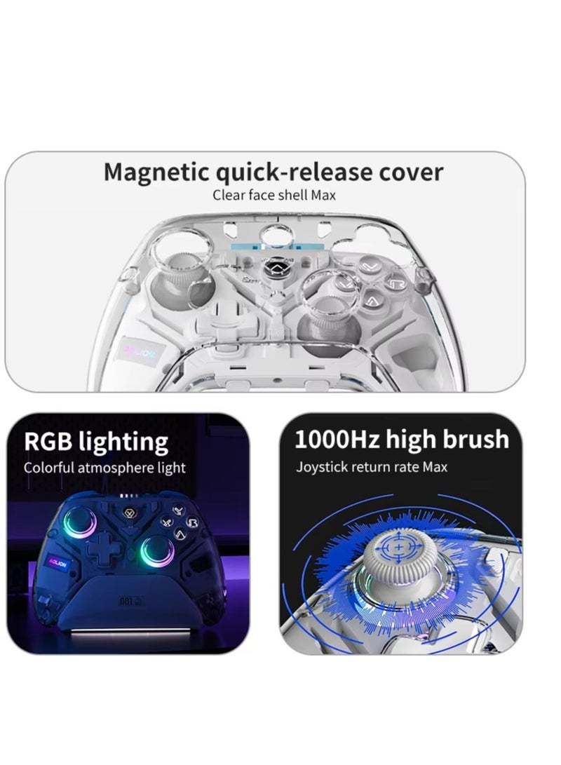 AOLION K10 Gaming Controller With Charging Dock, RGB Wireless Gamepad Hall Effect Joystick Trigger For Nintendo Switch/PC/Phone,1000Hz Polling - Image 5