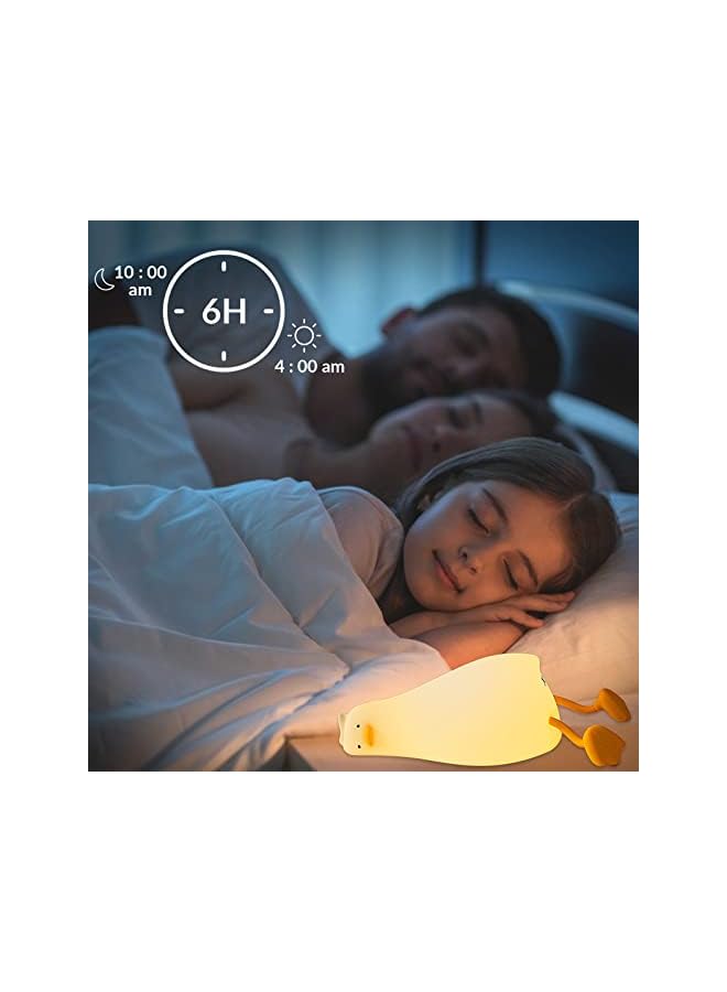 The Bros Duck Lamp Lying Flat Duck Night Light, Kids Night Lamp with 3 Speed Adjustable Light, Smart Bedside Lamp with Flap Sensor, Silicone Rechargeable Night Warm Light with 30 Minutes Timer - Image 4