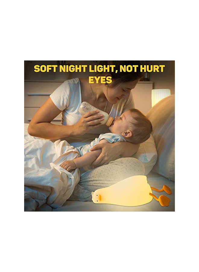 The Bros Duck Lamp Lying Flat Duck Night Light, Kids Night Lamp with 3 Speed Adjustable Light, Smart Bedside Lamp with Flap Sensor, Silicone Rechargeable Night Warm Light with 30 Minutes Timer - Image 5