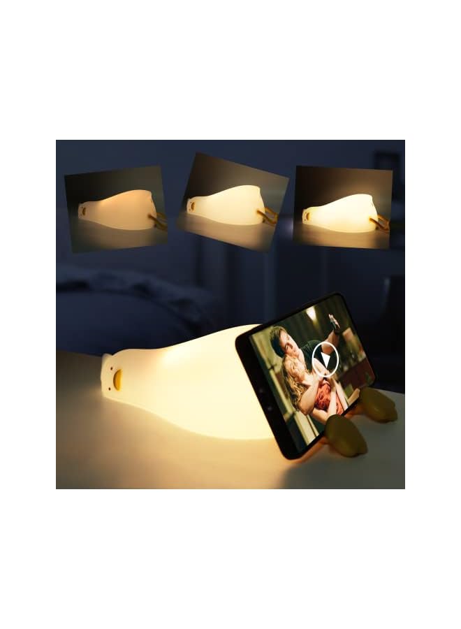 The Bros Duck Lamp Lying Flat Duck Night Light, Kids Night Lamp with 3 Speed Adjustable Light, Smart Bedside Lamp with Flap Sensor, Silicone Rechargeable Night Warm Light with 30 Minutes Timer - Image 2