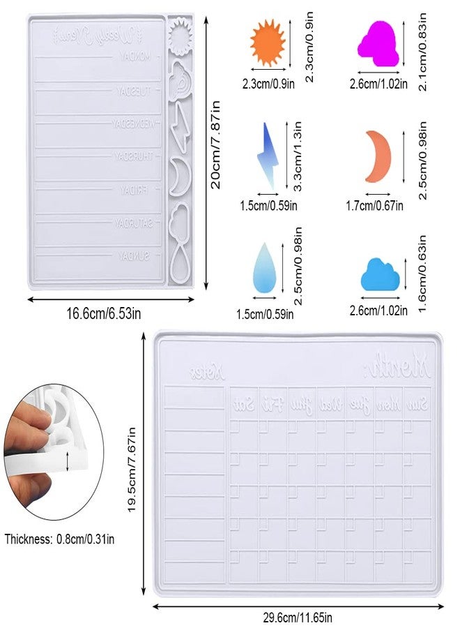 FineGood Resin Moulds with Paint Brush, FineGood Calendar Resin Moulds Silicone Resin Kit Month Week Planner Silicone Moulds for Resin Casting - Image 5